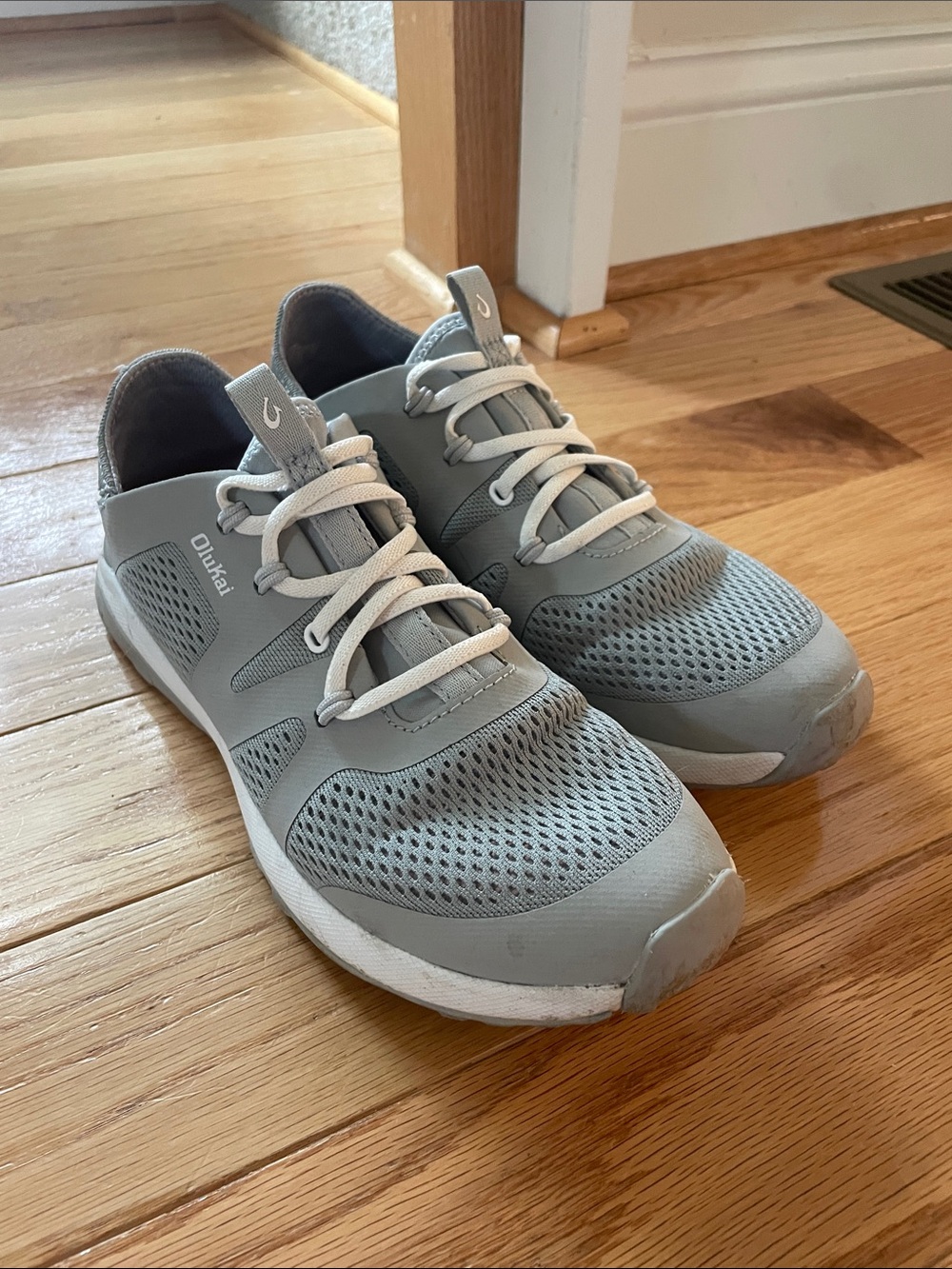 OluKai Light Gray and White Women's Sneakers
